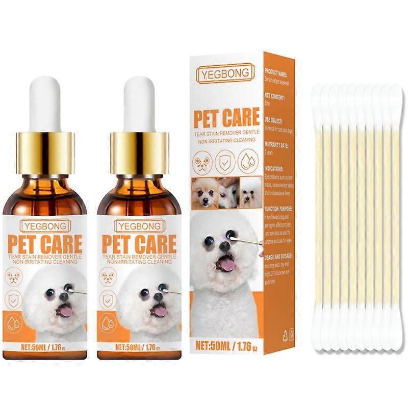 2pcs 60ml Gouttes Pour Yeux Pour Animaux De Compagnie Chien Chat Déchirant Élimination Des Taches De Saleté Détachant Anti-Inflammatoire Soins Des Yeux Nettoyant Pet Eye Drop