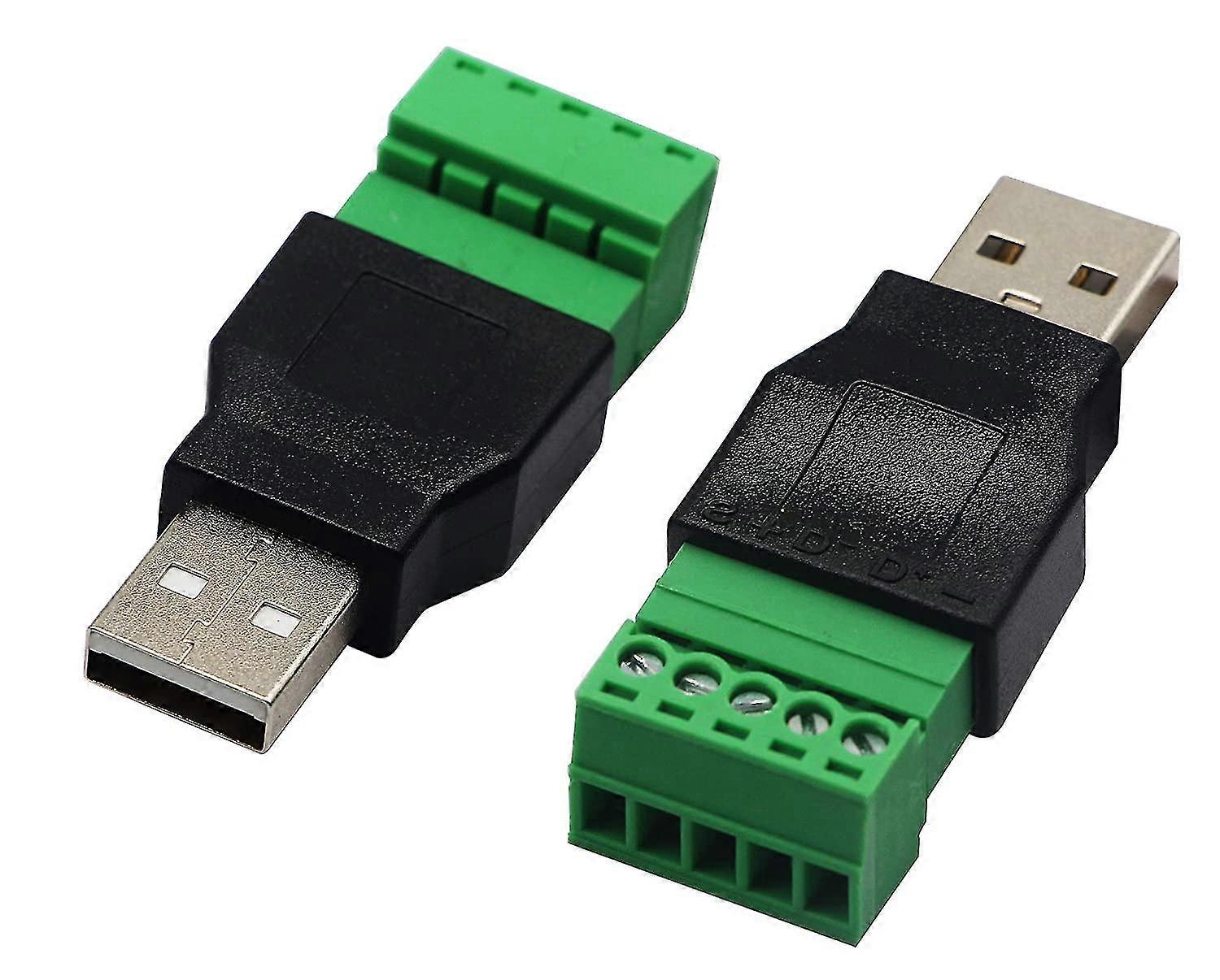 Usb Screw Terminal Block Connector Usb 2.0 A Male Plug To 5 Pin/way Female Bolt Screw With Shield Terminals Pluggable Type Adapter Connector Con