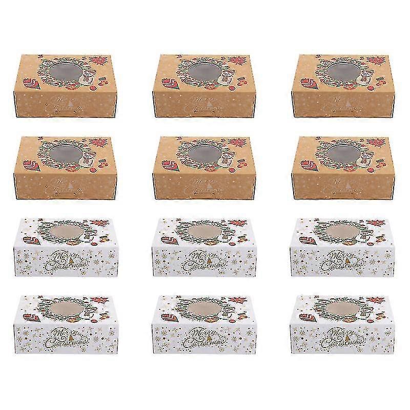 12pcs Christmas Cake Boxes Cake Packaging Boxes Organizers Cake Cases (large)