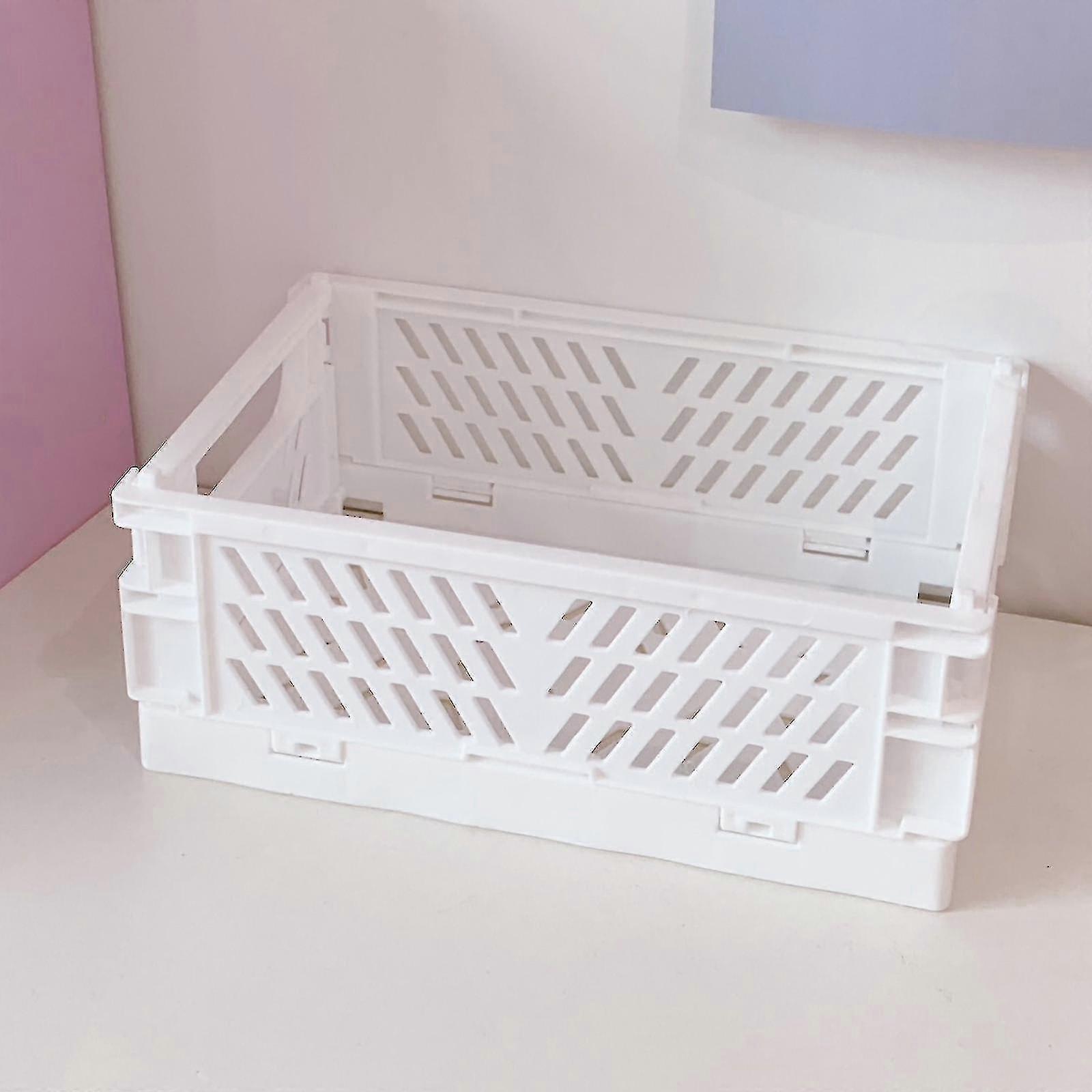 Mini Foldable Plastic Storage Basket For Organizing Crates With Handles For Desks And Bedrooms