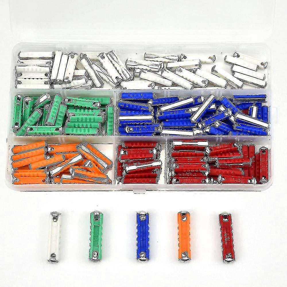 200 Pieces Torpedo Fuse, Multicolor Torpedo Shaped Car Fuses Assortment Kit Amp 5a, 8a, 10a, 16a, 25a, For European Old Style