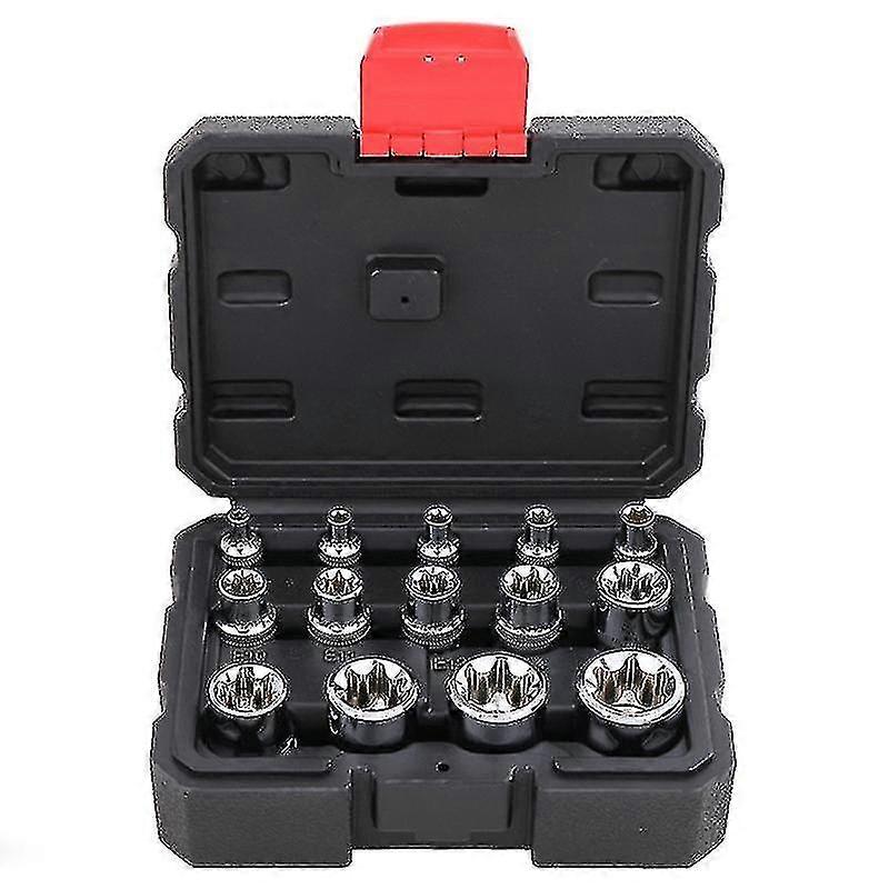 14pcs 3/8-inch 1/2 Inch, 1/4 Inch, E-torx Star Socket Set