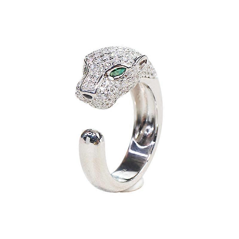Unisex Ring Leopard Head Open S925