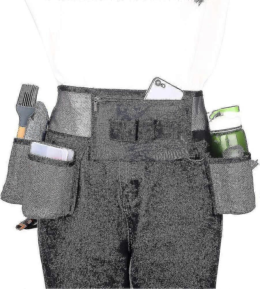 Cleaning Tool Belt With 4 Pockets And 3 Elastic Slots - Adjustable Nylon Mesh Cleaning Belt For House Cleaning - Tool Bag With Belt G