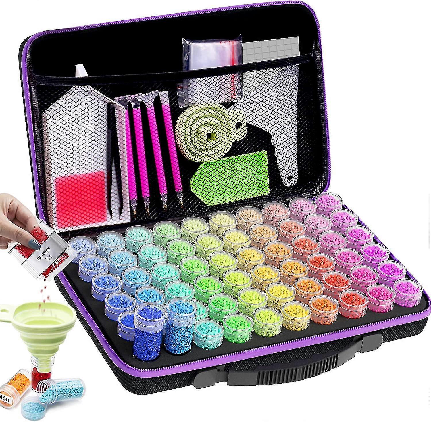 Diamond Painting Storage Boxes, 60 Slots Bead Storage With 5d Diamond Art Accessories And Tools Kit