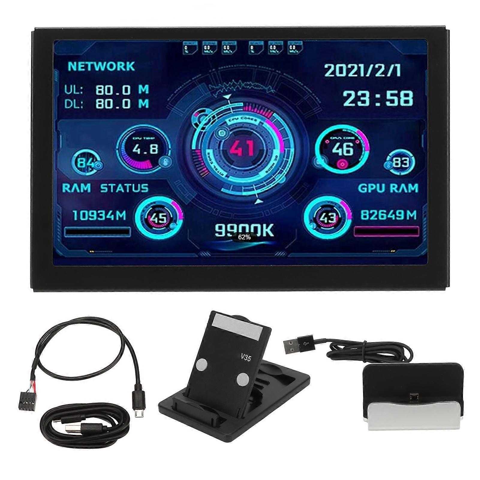 5-Zoll-IPS-USB-Mini-Bildschirm-Computer-Temperatur-Monitor PC-Sensor-Panel-Dynamischer Anzeigemonitor PC CPU-RAM-HDD-Datenmonitor
