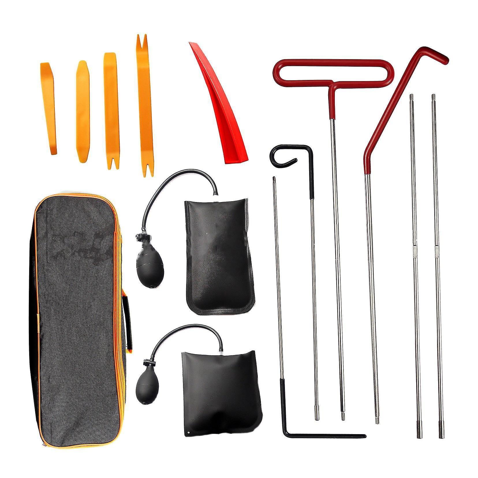 14Pcs Porte De Voiture Ouvrir Déverrouillage Kit D’outils Lock Out Cales D’urgence Pompe À Air Kit D’urgence Universel pour Véhicules Comme le montre