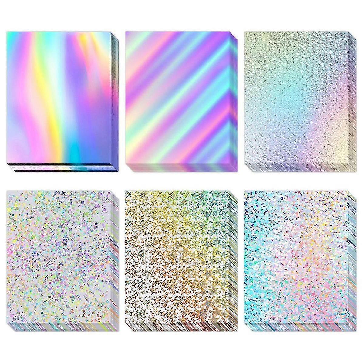 120 ورقة بطاقات ثلاثية الأبعاد 8.5 × 11 ، 250 جم / 92 رطل من البطاقات المعدنية بريق ورق مرآة قزحي الألوان لامع