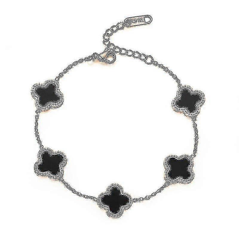 ファッションチタンスチール四葉クローバー5花ブレスレットレディースクローバーアクリルブレスレット高品質