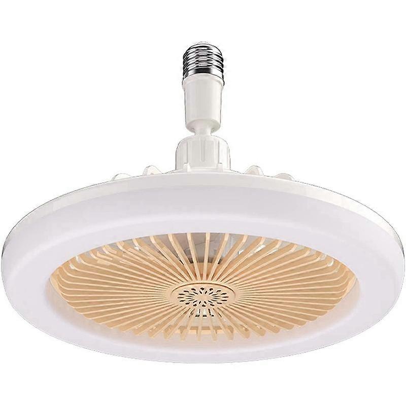 E27 Ceiling Fan with Lights,Enclosed Low Fan Light,Hidden Electric Fan Gimbal Lamp Holder(Cream Color)