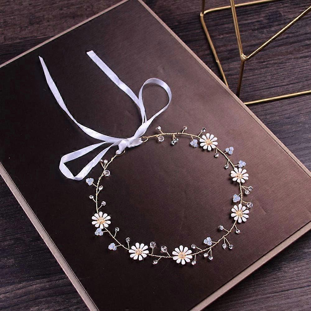 Bridal Crystal Headband with Daisy Flower Design