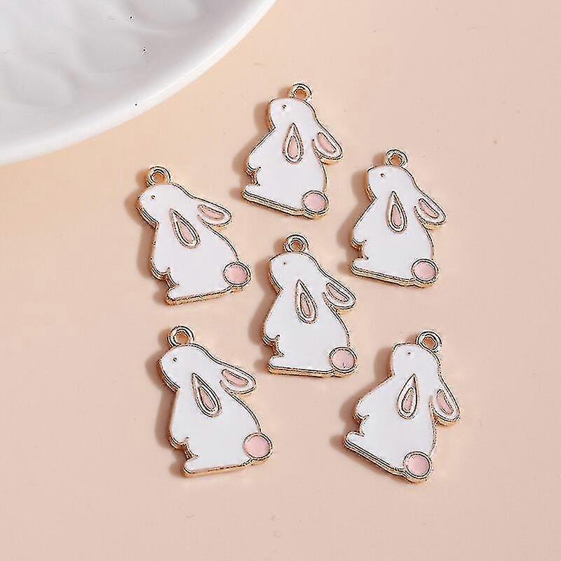 10 stuks / batch Mini Emaille Rabbit Charm