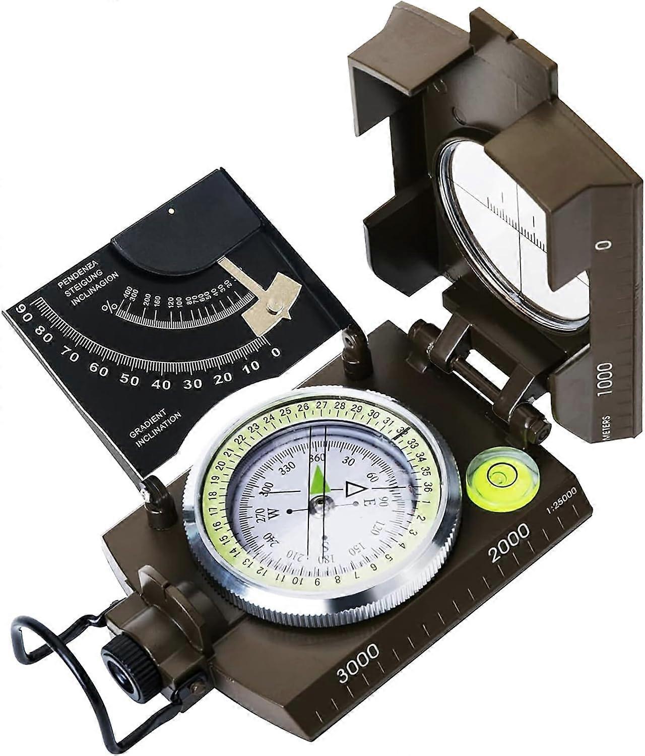 good Multi-functional military compass with inclinometer, sight, optical, waterproof compass, hiking, camping, reconnaissance must-have