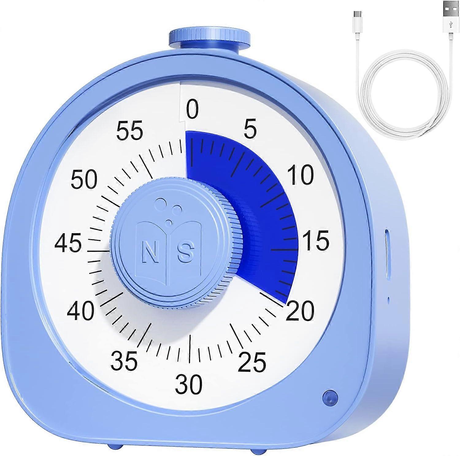 Rechargeable Visual Timer, Timer with Ringtone and Vibration Mode, 60 Minute Countdown Timers Child Timer Visual Timer for Children Learning Cooking (