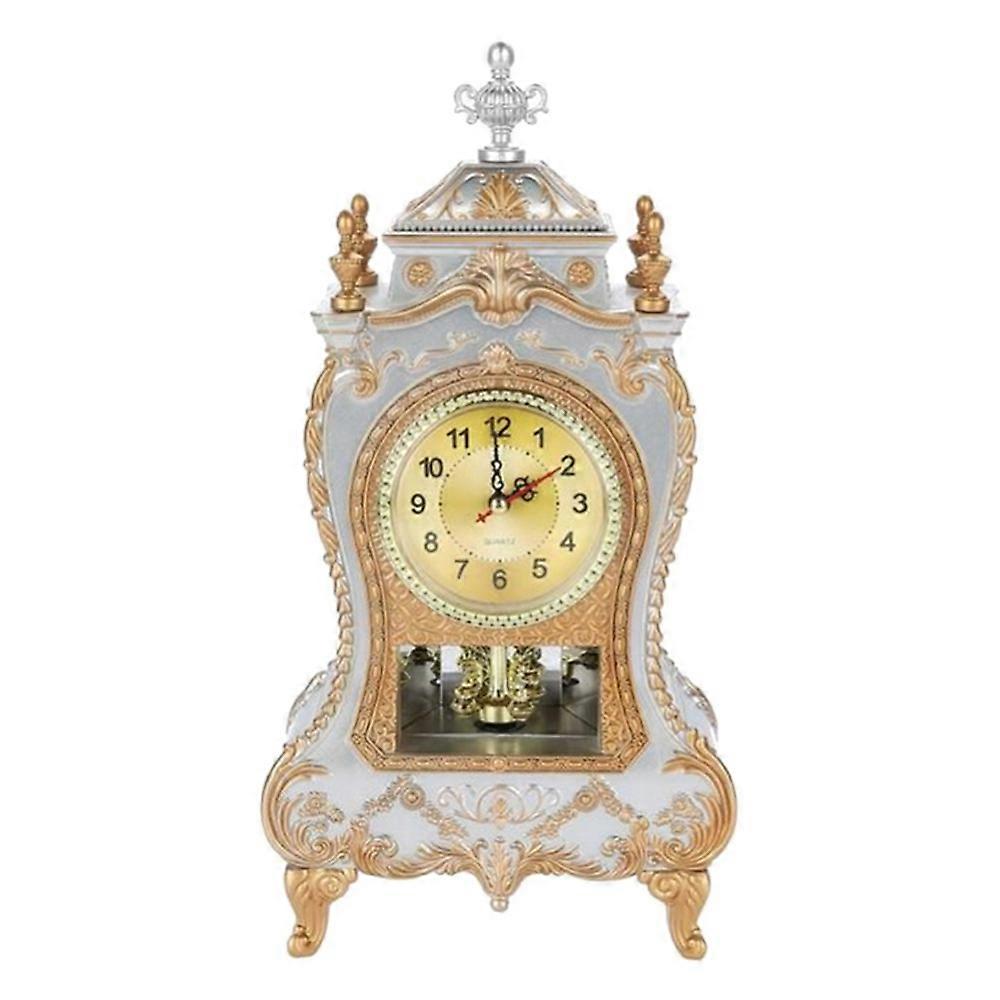 33CM Antique Electronic Clock for Living Room Office Creative Pendulum Table Clock