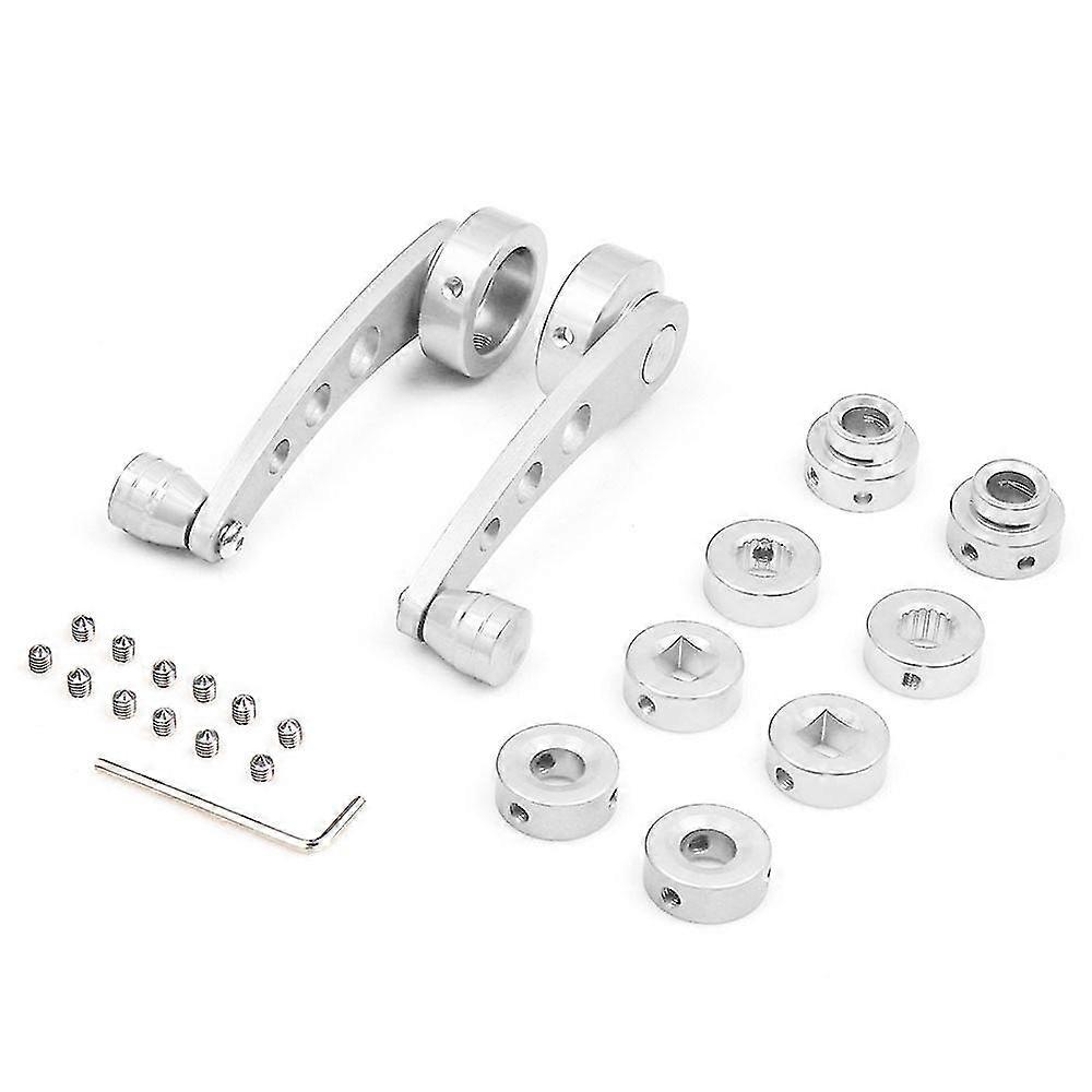 Car Window Crank Handle Winder Billet Universal Door Lifter (1 Pair - Silver)