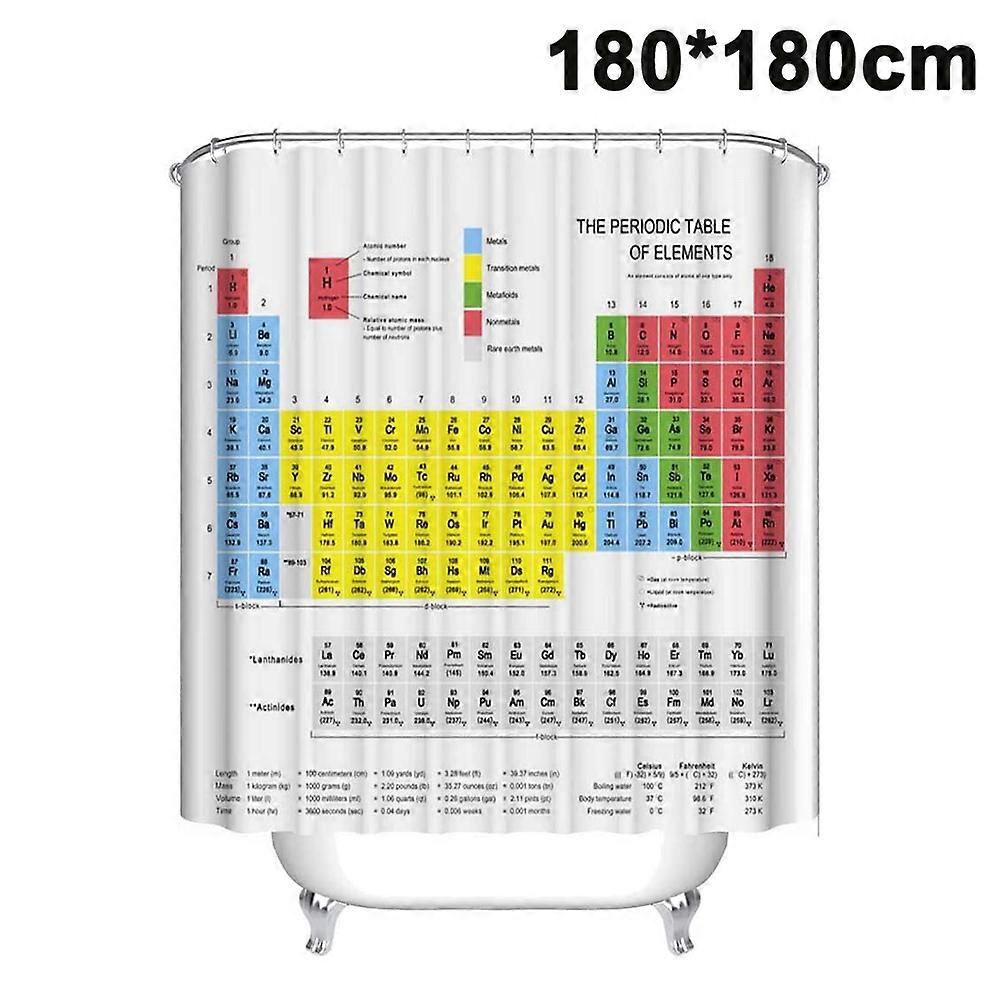 180x180cm Decorative Shower Periodic Table Multiplication with Colorful Number Durable Waterproof Polyester Fabric Bath Curtain with Hooks