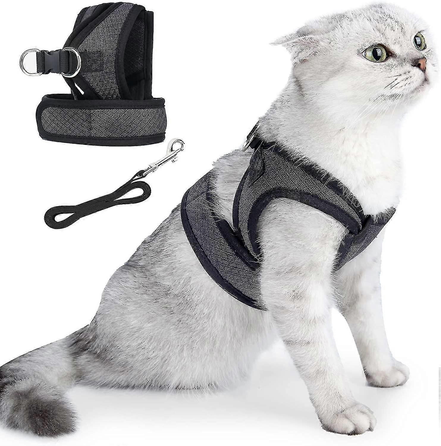 Neck Free Cat Harness And Leash, Escape Proof Adjustable Vest For Cats Cat Walking Jacket With Air Mesh Harness