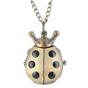 Small Bronze Cute Little Ladybird Pocket Watch Men's Pendant Quartz Clock Mini Ladies Girls Necklace Watches Unique Collectibles