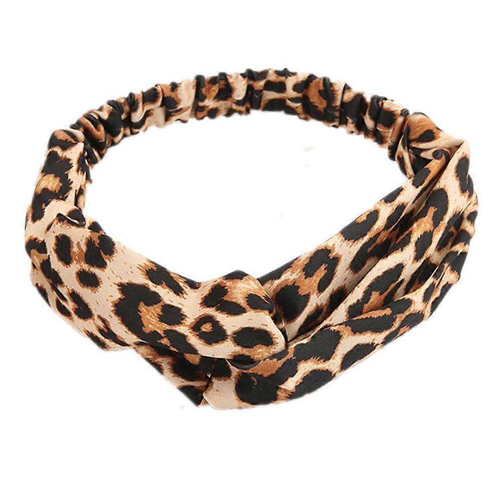 Bandeau Croisé Extensible Tête Wrap Bandeau Torsadé Élastique Cheveux Accessoires pour Femmes Filles (Imprimé Léopard Jaune)