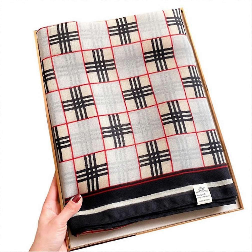 Sun Proof Scarf Silky Shawl Plaid Wrap for Lady