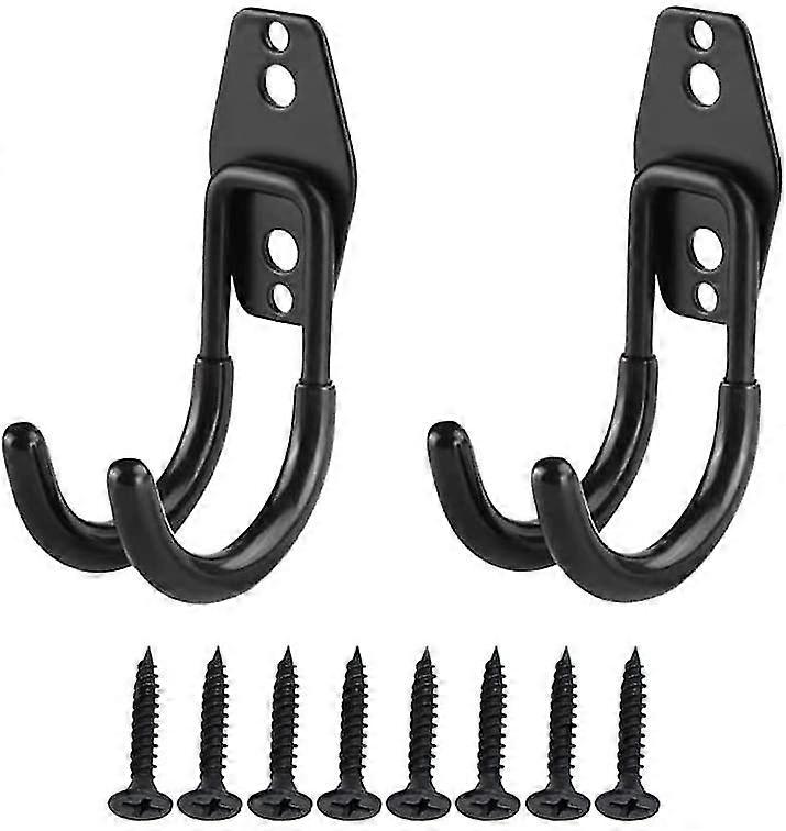 2 Piece Garage Hook Storage Hook Wall Mounted Bike Hook Wall Hooks Bike Tool Holder, With Screws, For Garage, Ladders (black, 11.3 X 6.8 X 3.5cm)