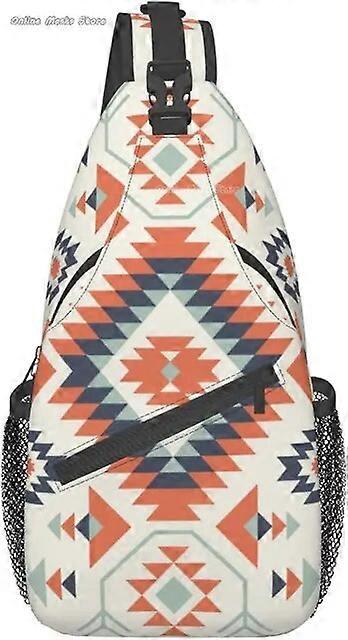 Indian Aztec Navajo Sling Bag Crossbody Backpack,Tribal Seamless Colorful Geometric Pattern Ethnic Chest Bag Adjustable Backpack Backpacks
