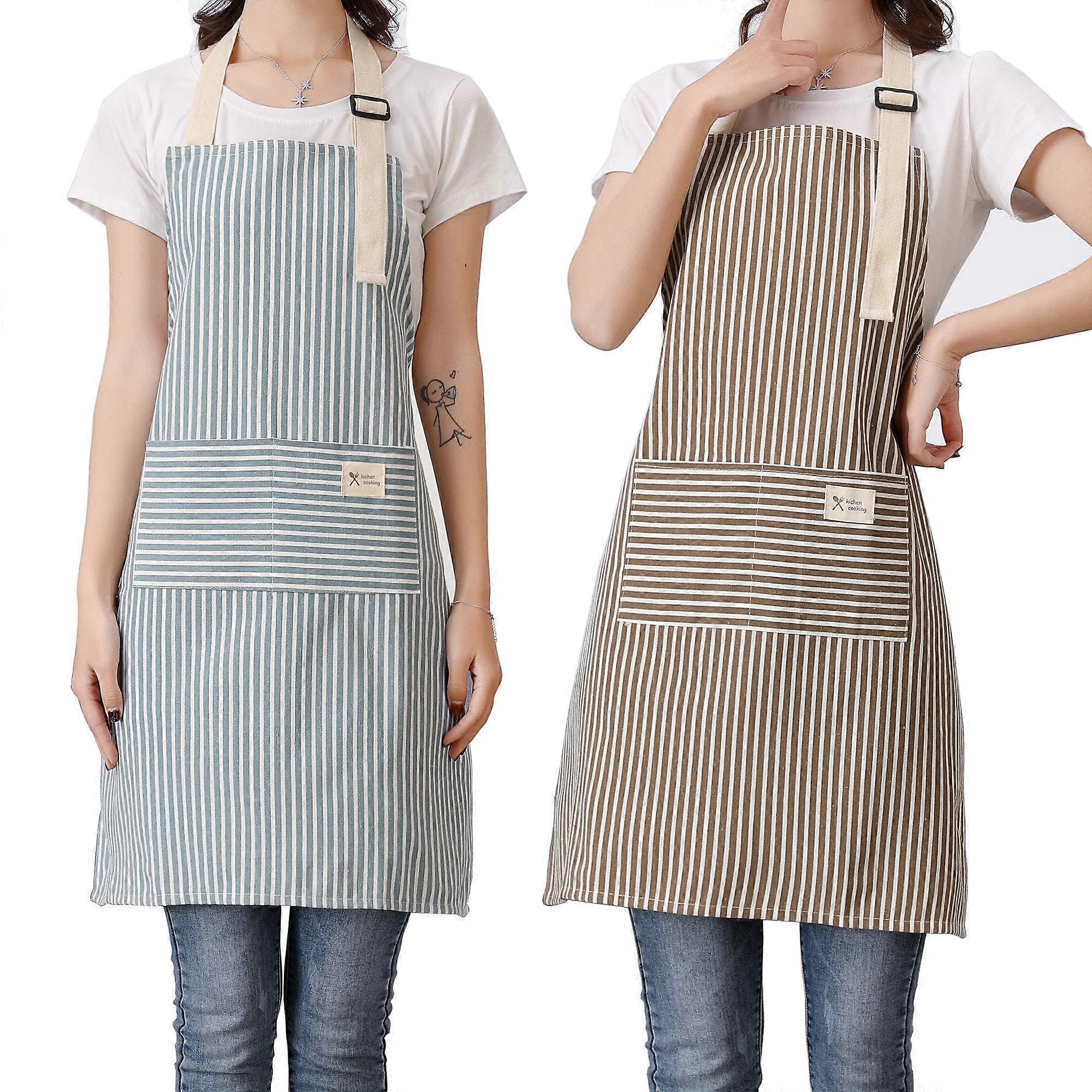 Apron, 2 Pack Kitchen Cooking Aprons, Adjustable Bib Chef Apron with 2 Pockets