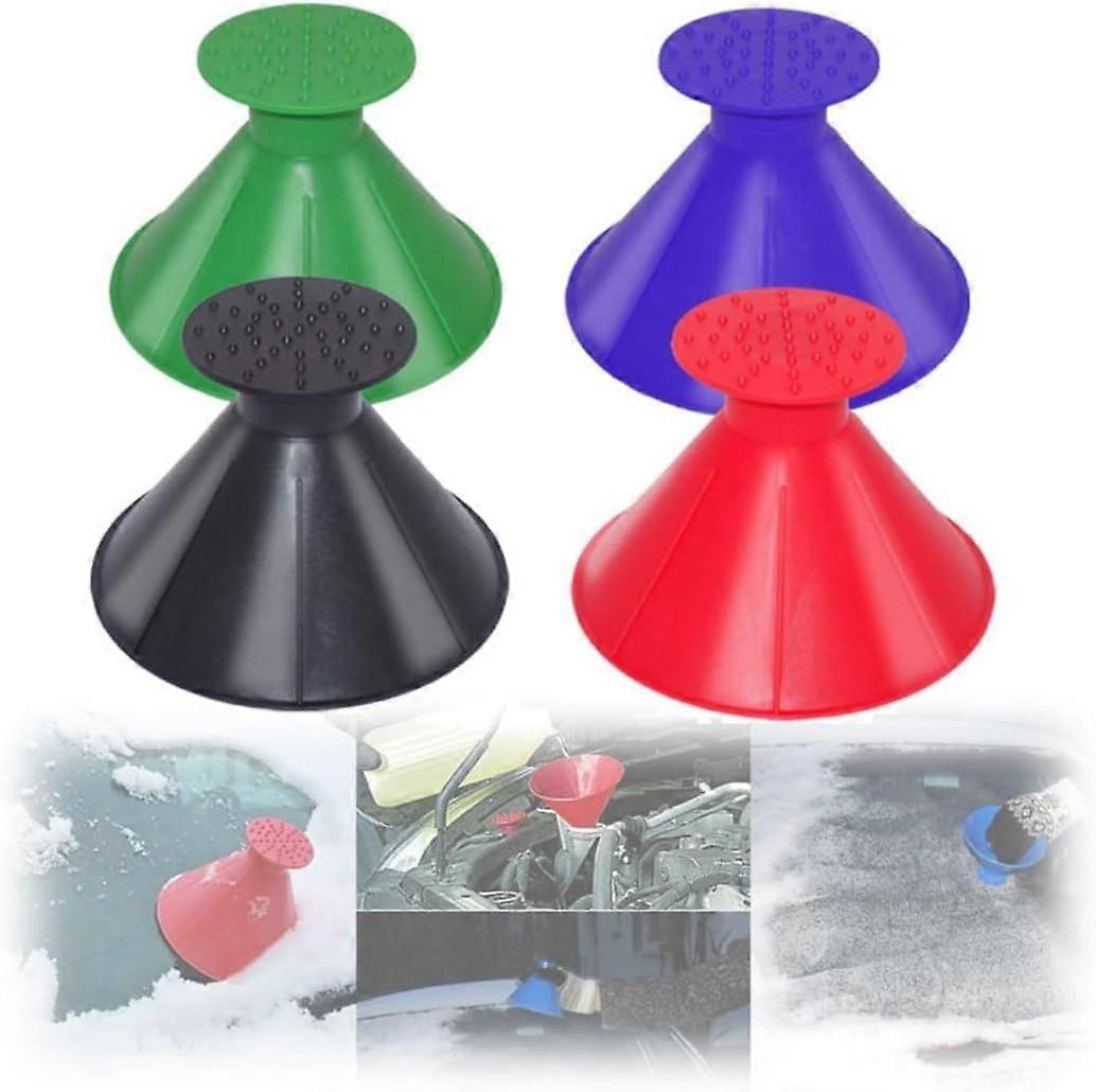 Ice Scraper Magical Ice Scrapers 4pcs For Car Windshield Windscreen Ice Cone Refuelling with Funnel Snow Shovel Wiper Brush Round Scraper Ice Removal