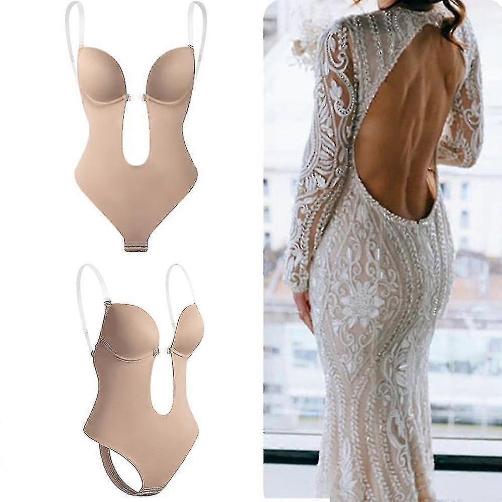 Donne Backless Shapewear Scollo a V Body Shaper Slip intimo per abito lombare