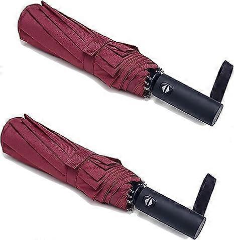 2 Pack Travel Umbrellas Windproof 12 Rib Automatic Opening Foldable Folding Compact Umbrella