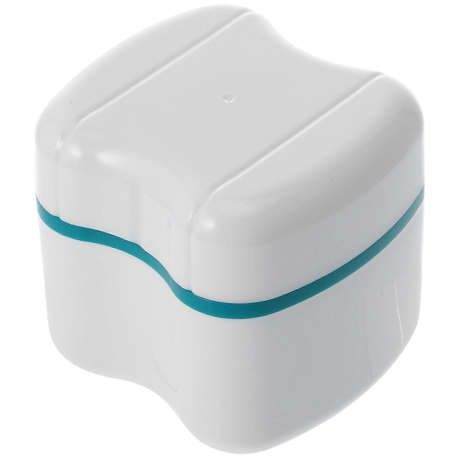 Denture Box Case Denture Bath Box Case Dental False Teeth Storage Box with Rinsing Basket (Green)