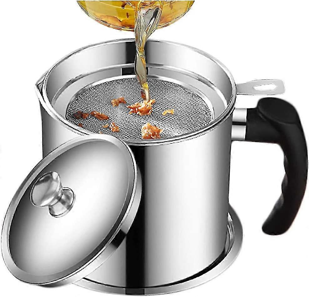 Oil Strainer Pot Grease Can -  Stainless Steel Cooking Grease Container,reuse Oil Storage Can Container With Removable Filter Anti new