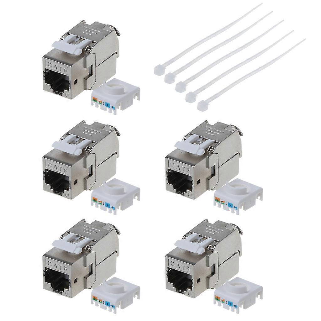 5PCS RJ45 Toolless Keystone Jack Cat6 Cat6A Shielded Module Keystone Jack