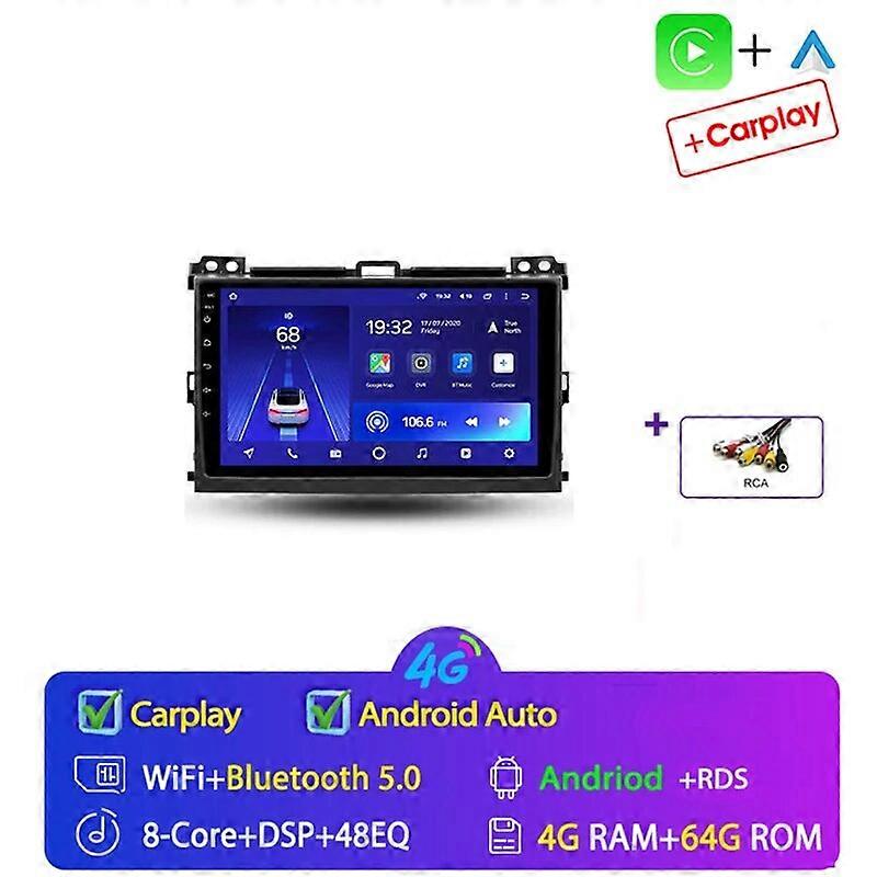 2din Android 12.0 Car Radio Carplay Multimidia Video Player Navigation GPS For Toyota LAND CRUISER Prado120 2004-2009 Head Unit