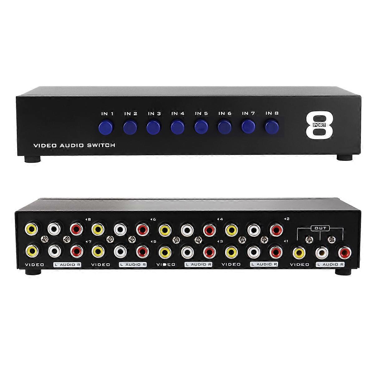 8 Ports Composite Video Audio 3 RCA AV Switch Switcher Box Selector 8 In 1 Out