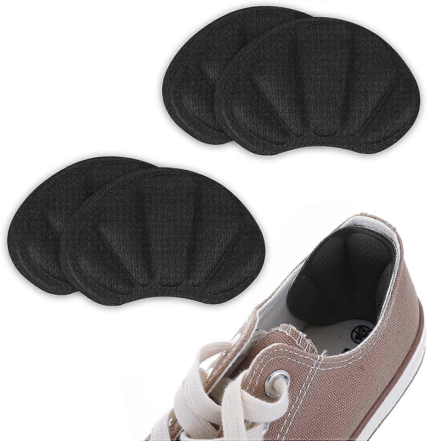 2 pairs of heel pads, heel protector self-adhesive non-slip insoles (skin color + black) (4-D-W)