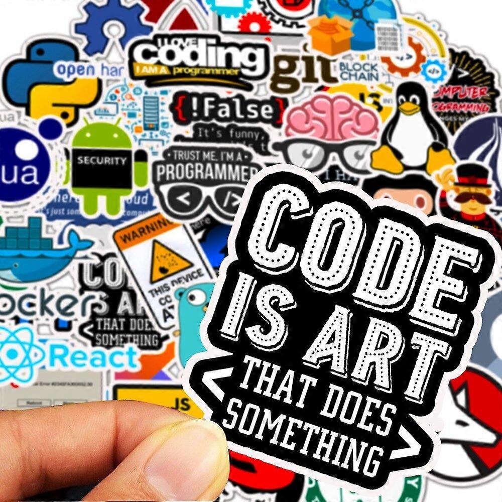 50 Pcs Programming Stickers Java JS Php Docker Bitcoin Html Cloud Language APP Logo Funny Stickers For Laptop Car DIY Stickers