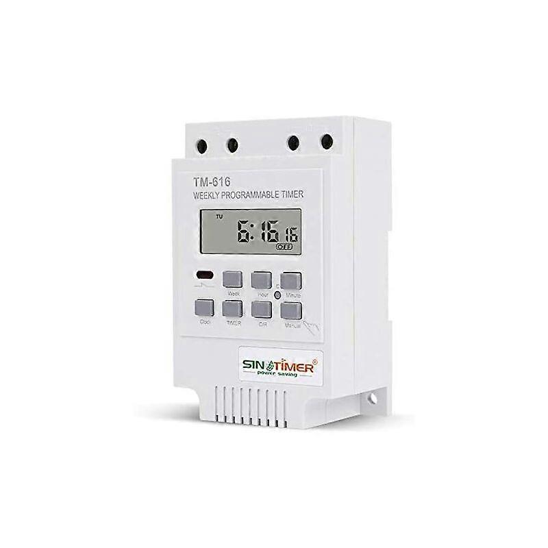 1x TM616 Relay Switch Programmer, 12V Timer Schedule Electric Weekly Digital Timer Switch with LCD Digital Display - White