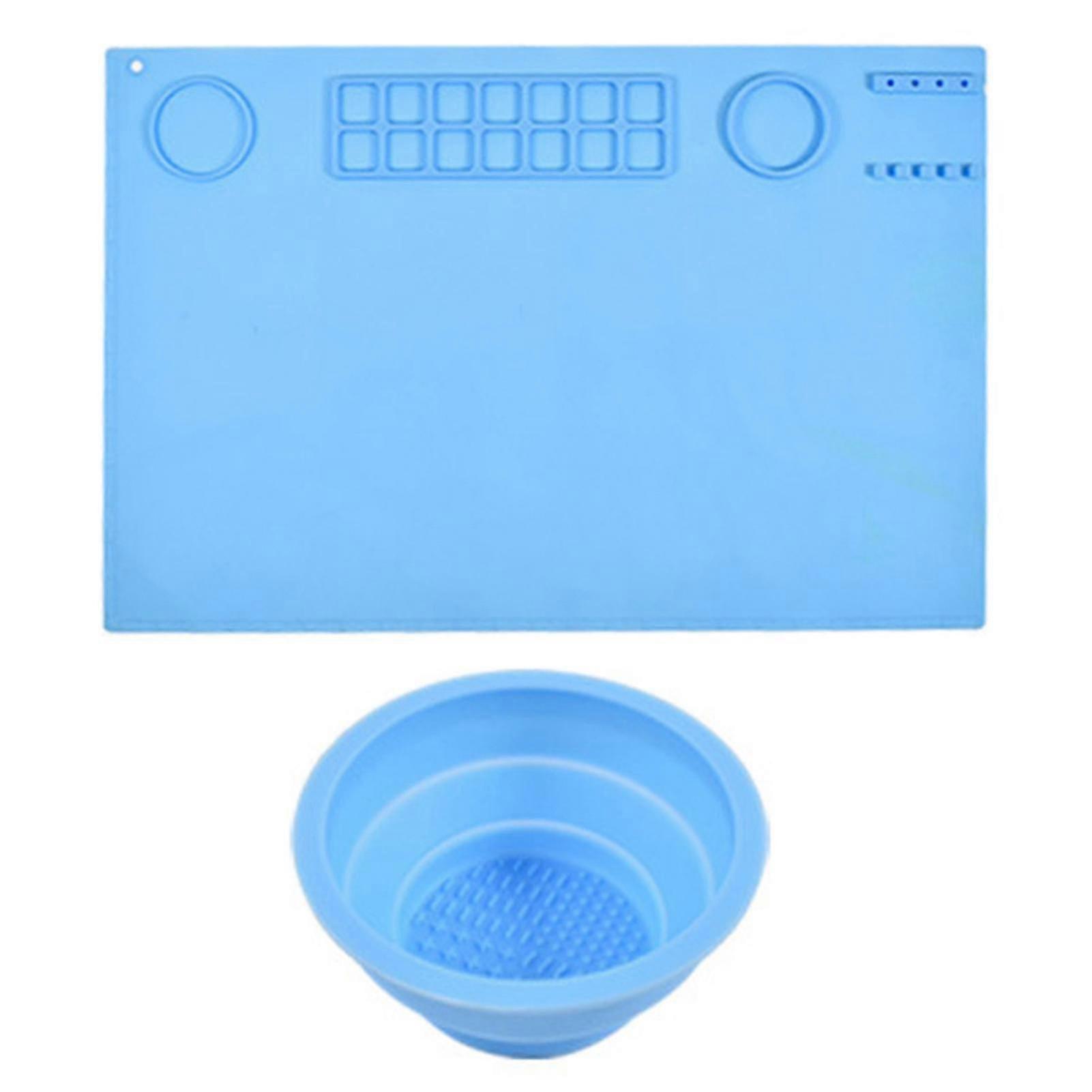 1 Set Painting Mat Waterproof Elasticity Foldable Anti-scratch Diy Silicone Grooved Design Drawing Pad School Accessory