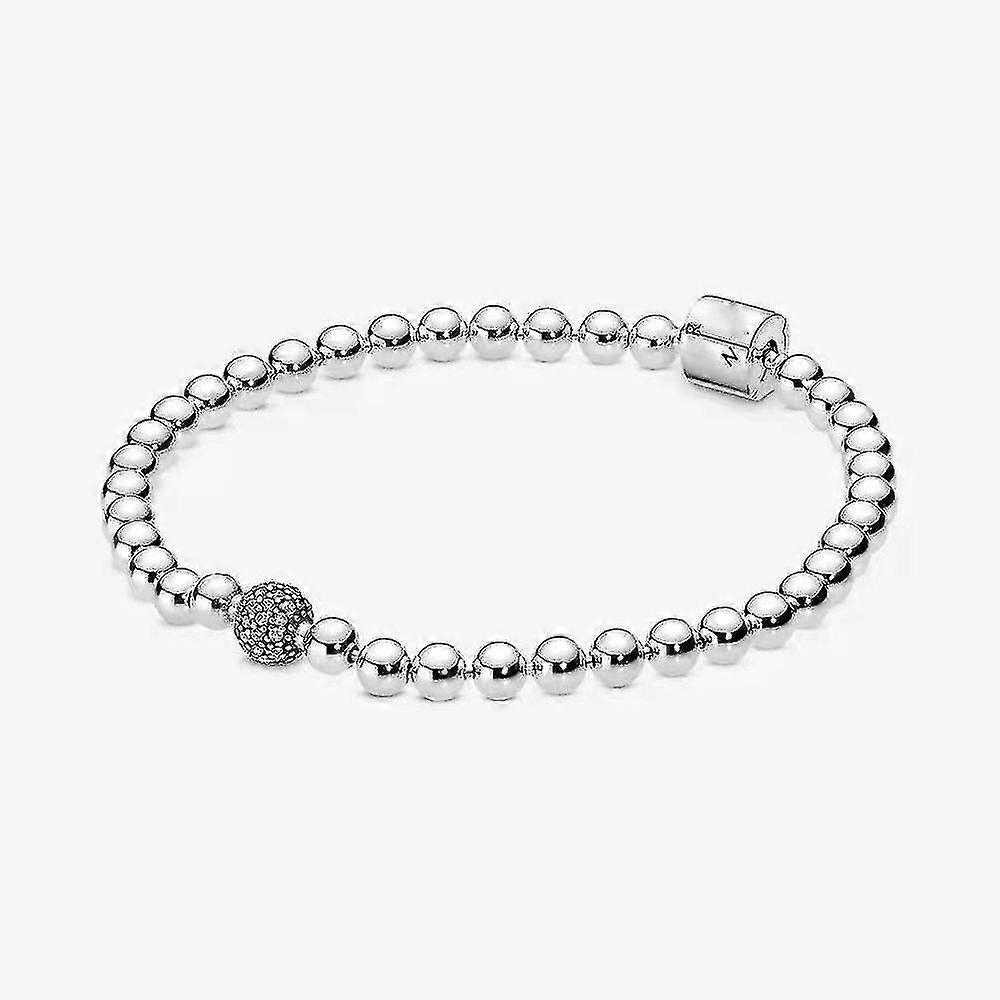 Women's Sterling Silver Beads And Pav Cubic Zirconia Bracelet |