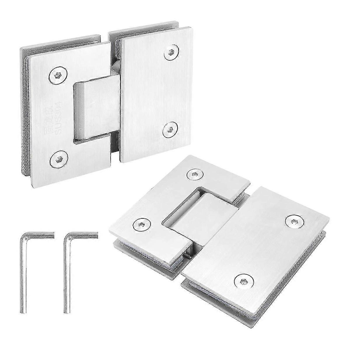 2 عبوة 180 درجة مفصلات باب دش زجاجي بدون إطار ، مفصلات باب دش من النيكل مصقول شديدة التحمل g20241804372