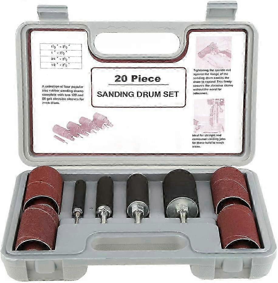 20-Pack Rubber Sanding Drum Set Drill Press Attachment
