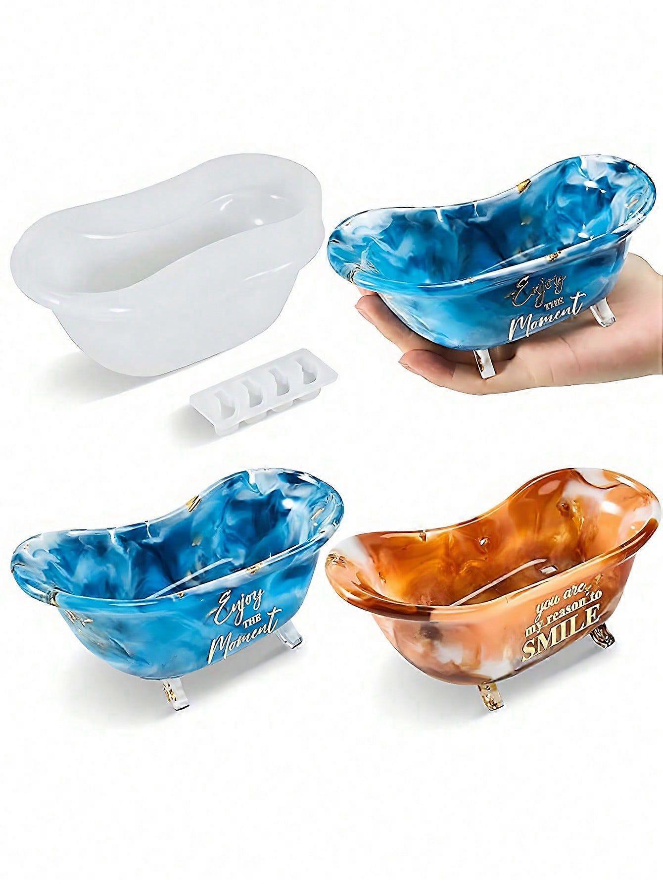 قوالب راتنج حوض الاستحمام ، قالب سيليكون صب الراتنج لصحن صابون حوض الاستحمام ، صندوق حلوى المجوهرات ، صندوق تخزين حوض الاستحمام ، ديكور المنزل ، حرفة راتنجات الايبوكسي DIY