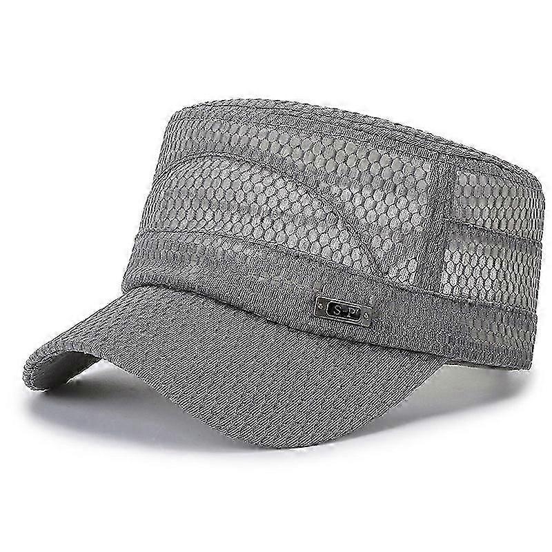 Adjustable Breathable Full Mesh Flat Hat Beach Sun Hat Outdoor Sun Hat (grey)