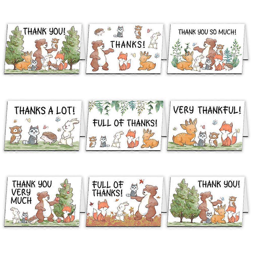 Rectangle with Mixed Animal Pattern Cards with Rectangle Paper Envelopes for Birthday Thanksgiving Day Colorful 10x15cm 9pcs/set 1set