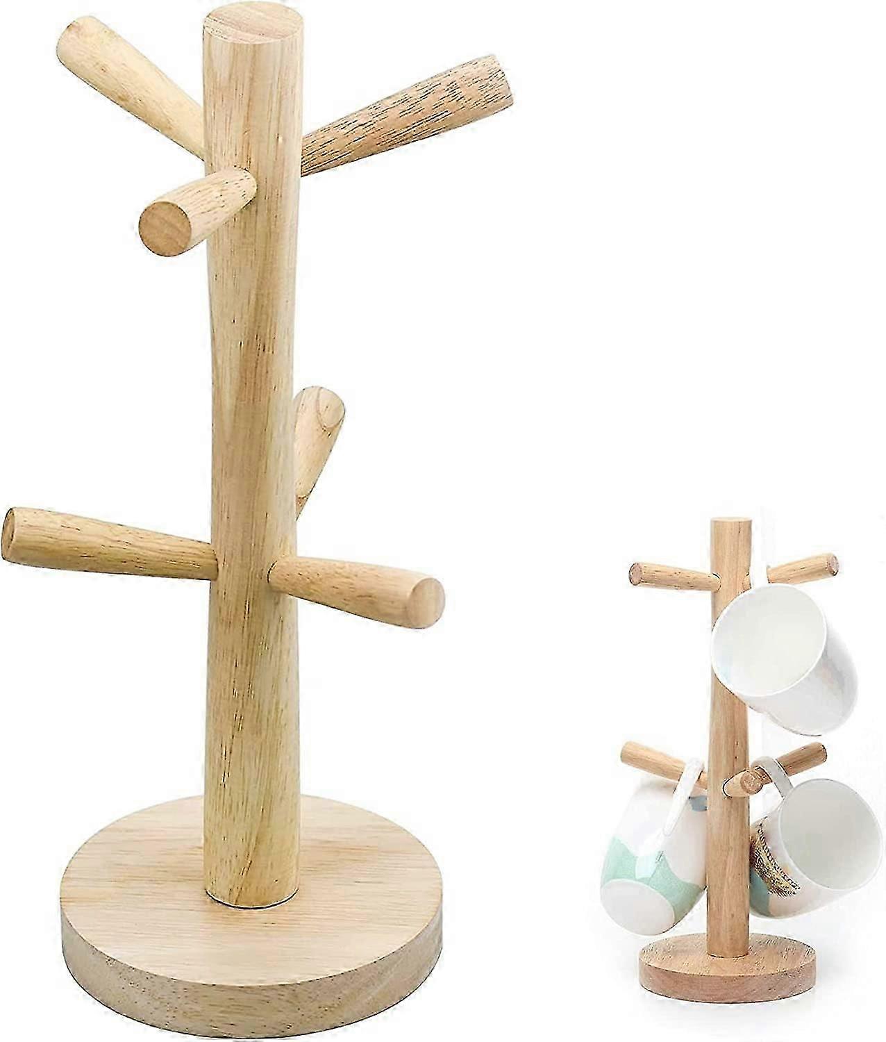 Bamboo Cup Tree Stand Holder Wooden Kitchen Cup Tree Rack(1Pcs)