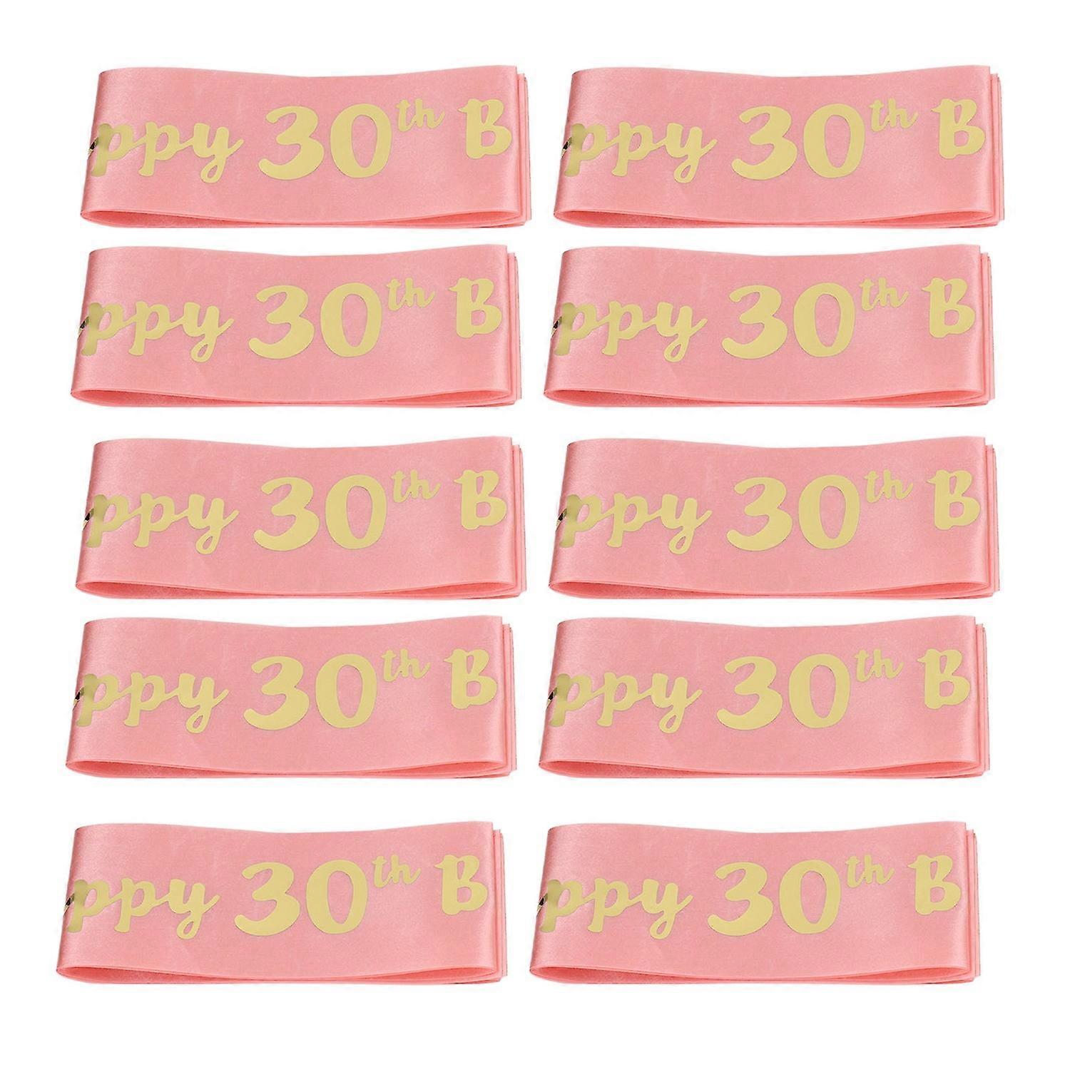 10Pcs Pink Birthday Sash 30th Birthday Polyester Large Letter Pefect Size 30th Birthday Sash for Wom