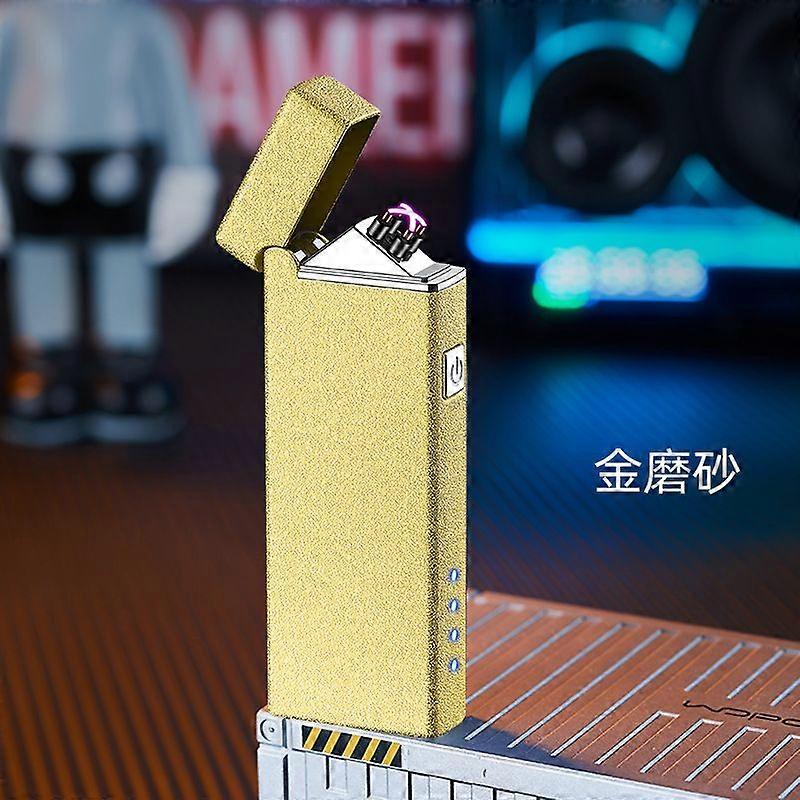 Wholesale Compact Lightweight Metal Type-C Charging Double Fire Arc Windproof Lighter Personality Male Igniter Cross Border