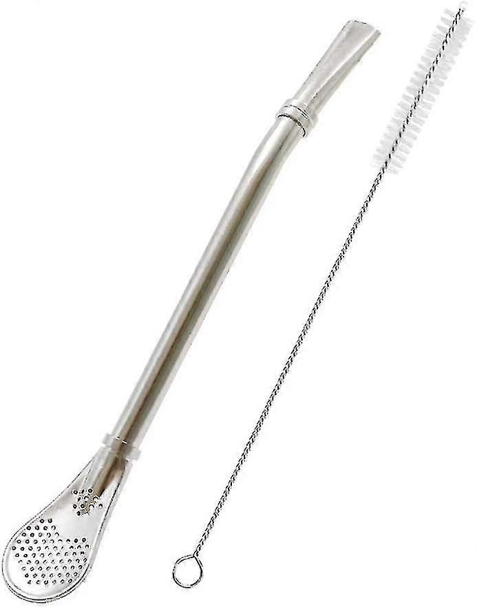 Stainless Steel Straw Spoon With Long Handle Strainer For Drinking Tea. Soup.
